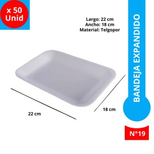 BANDEJA EXPANDIDO BANDEX N°19 x 50u 22x18cm